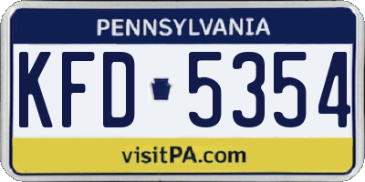 PA license plate KFD5354