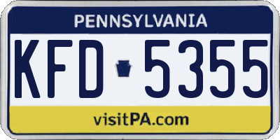 PA license plate KFD5355