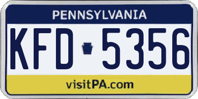 PA license plate KFD5356