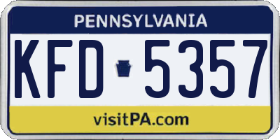 PA license plate KFD5357