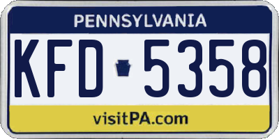 PA license plate KFD5358