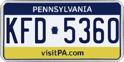 PA license plate KFD5360