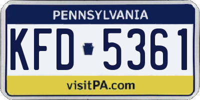 PA license plate KFD5361