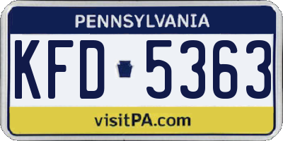 PA license plate KFD5363