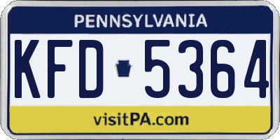 PA license plate KFD5364