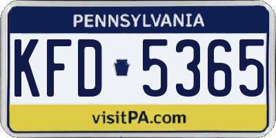 PA license plate KFD5365