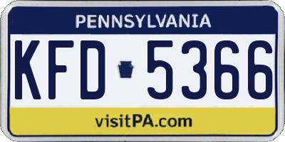 PA license plate KFD5366