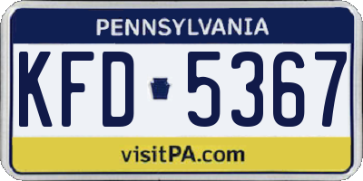 PA license plate KFD5367