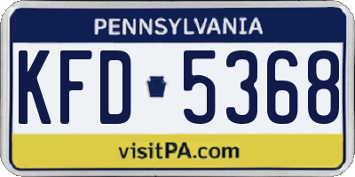 PA license plate KFD5368
