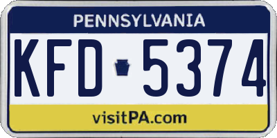 PA license plate KFD5374