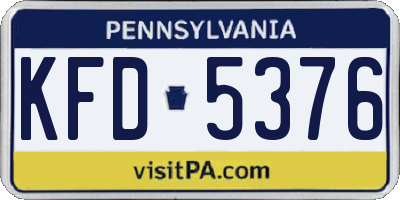 PA license plate KFD5376