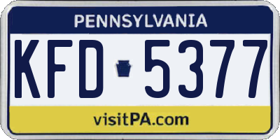 PA license plate KFD5377