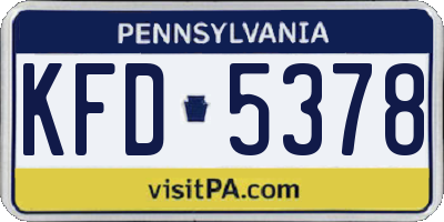 PA license plate KFD5378