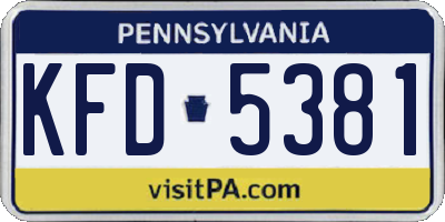 PA license plate KFD5381