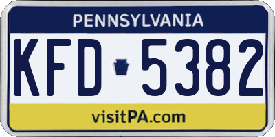 PA license plate KFD5382
