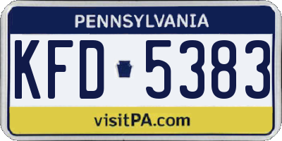 PA license plate KFD5383