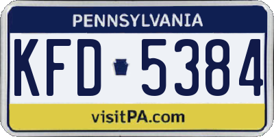 PA license plate KFD5384