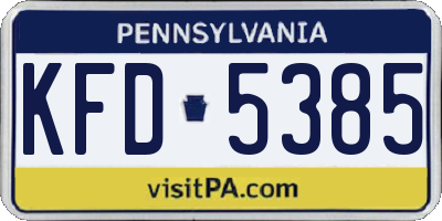 PA license plate KFD5385