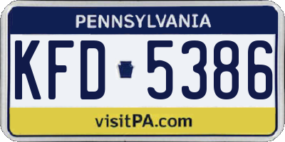 PA license plate KFD5386