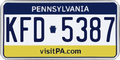 PA license plate KFD5387
