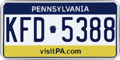 PA license plate KFD5388