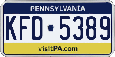 PA license plate KFD5389
