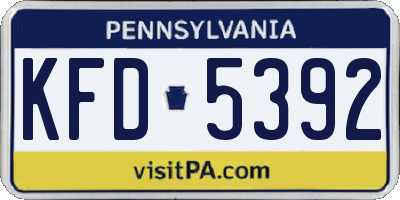 PA license plate KFD5392