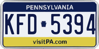 PA license plate KFD5394