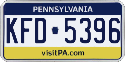 PA license plate KFD5396
