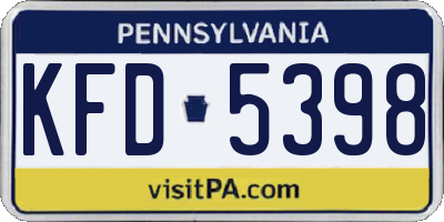 PA license plate KFD5398