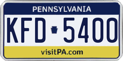 PA license plate KFD5400