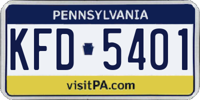 PA license plate KFD5401