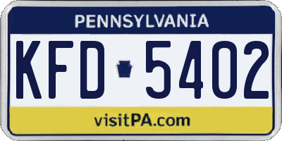PA license plate KFD5402