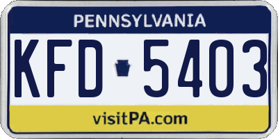 PA license plate KFD5403