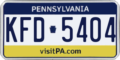 PA license plate KFD5404