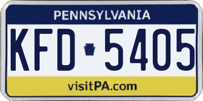 PA license plate KFD5405