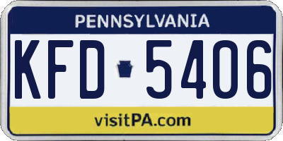 PA license plate KFD5406