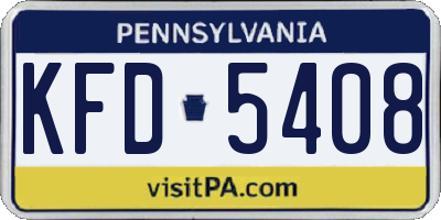 PA license plate KFD5408