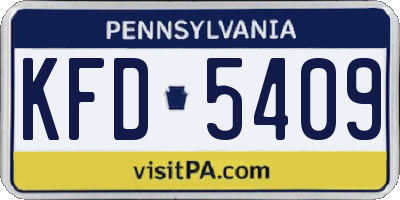 PA license plate KFD5409