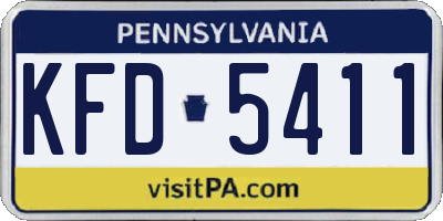 PA license plate KFD5411
