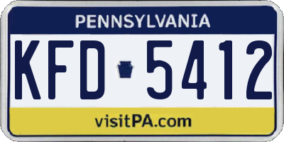 PA license plate KFD5412