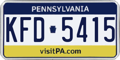 PA license plate KFD5415