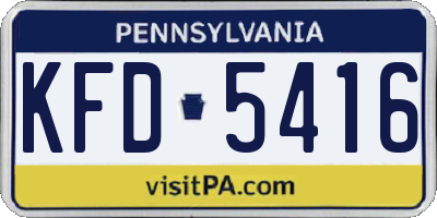 PA license plate KFD5416