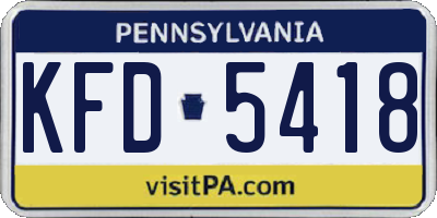PA license plate KFD5418