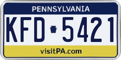 PA license plate KFD5421