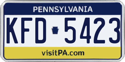 PA license plate KFD5423