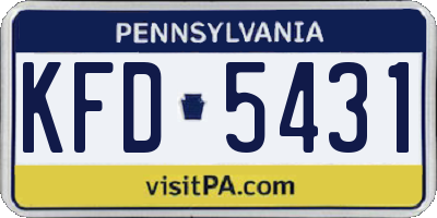 PA license plate KFD5431