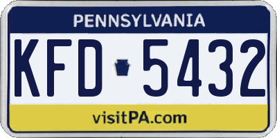 PA license plate KFD5432