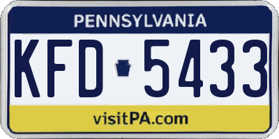 PA license plate KFD5433