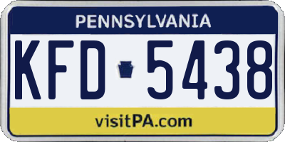 PA license plate KFD5438